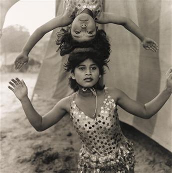 MARY ELLEN MARK (1940-2015) Pinki-Shiva Ji and Laxmi, Great Royal Circus, Junagada, India * Acrobats Rehearsing, Great Golden Circus, A